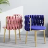 Nordic Modern Makeup Chair Pink Velvet Minimalist Design Furniture Lounge Armchair Plush Bedroom Soft Chair Velvet Chair